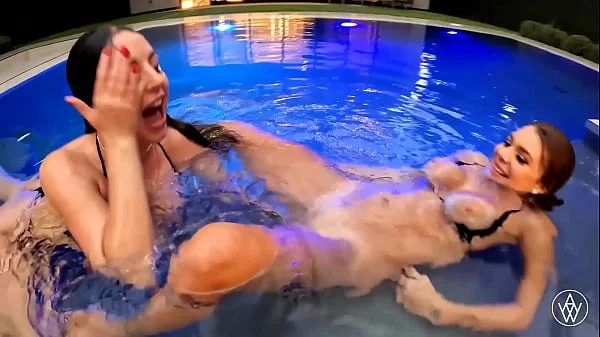 ANGELA WHITE - Busty Lesbian Sex in the Pool with Gabbie Carter