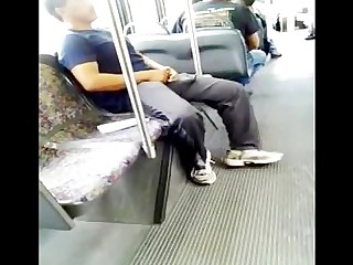 Mans dick hard on da bus